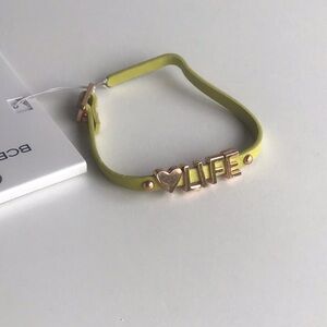 BCBGeneration Gold Heart Life Bracelet on lime green Band